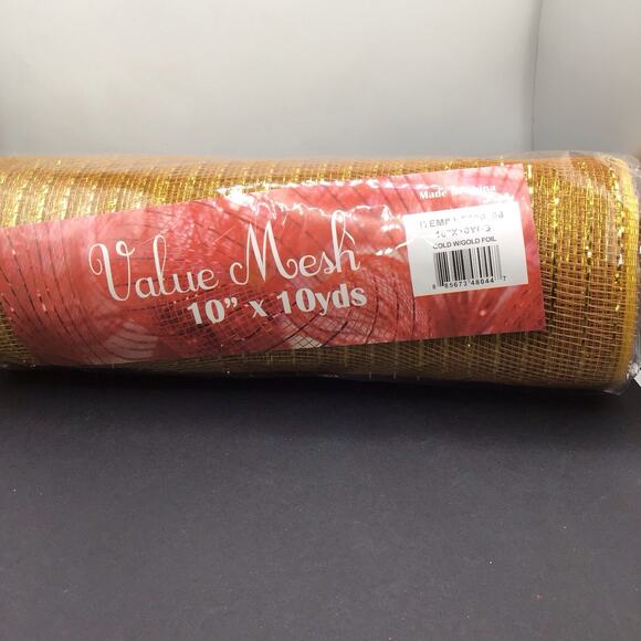 Deco Poly Mesh Lot 4 Rolls 10" x 10 Yds Red Foil Brown Foil Striped Foil - Picture 4 of 11